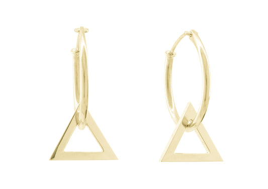 E3 Open Triangle Hoop Earrings, Yellow Gold