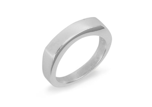 Block Ring with Curve, Sterling Silver