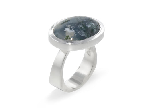 Unique Moss Agate Ring Design