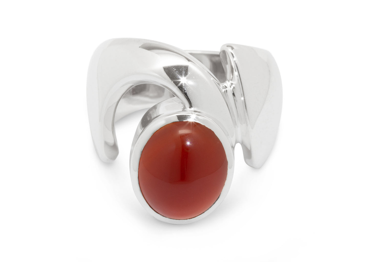 JW55 Keyhole Cabochon Gemstone Ring, Sterling Silver