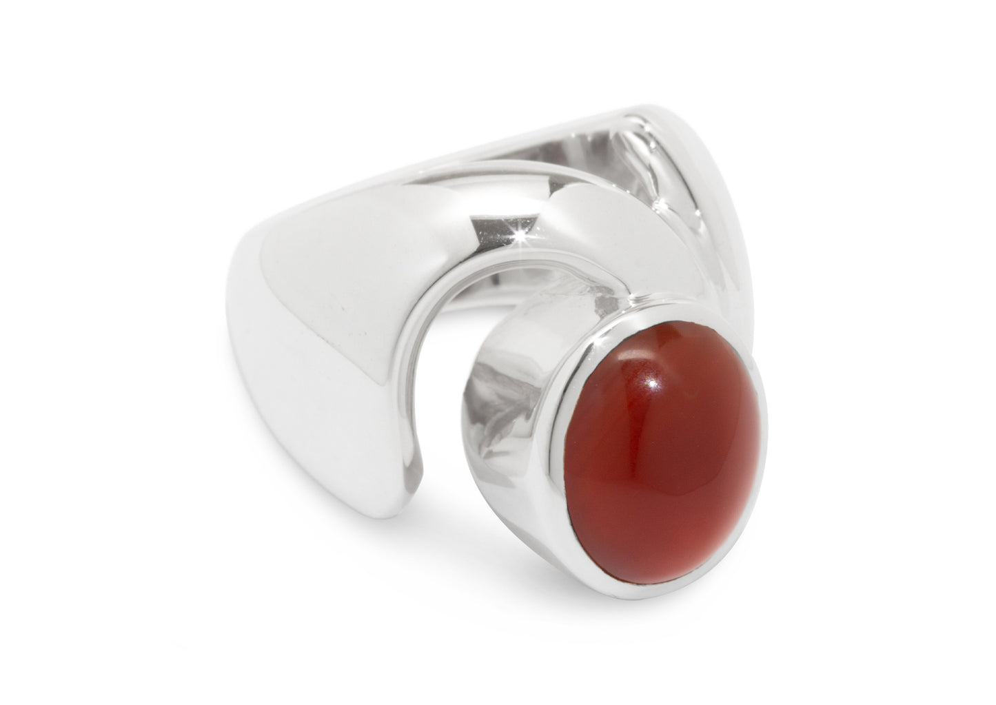 JW55 Keyhole Cabochon Gemstone Ring, Sterling Silver