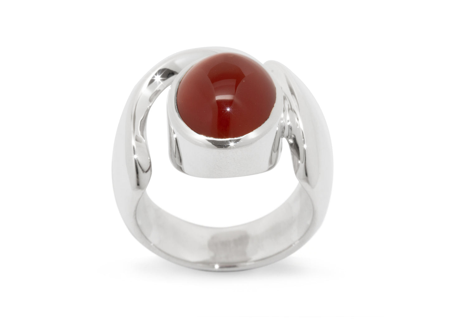 JW55 Keyhole Cabochon Gemstone Ring, Sterling Silver