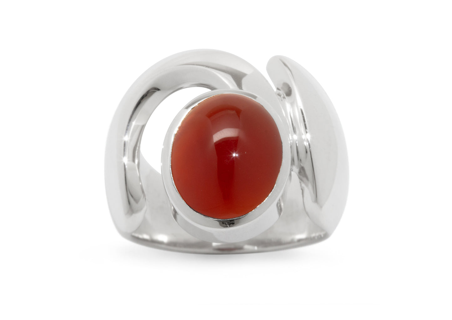 JW55 Keyhole Cabochon Gemstone Ring, Sterling Silver