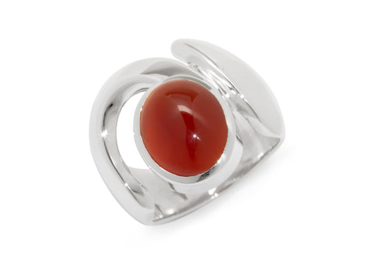 JW55 Keyhole Cabochon Gemstone Ring, Sterling Silver