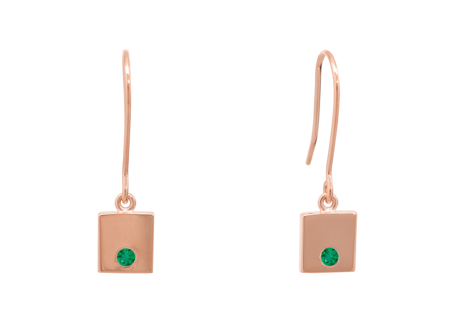 Square Love Stories Precious Gemstone Earrings, Red Gold