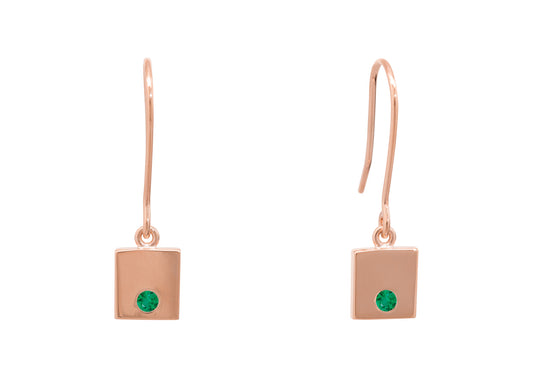 Square Love Stories Precious Gemstone Earrings, Red Gold