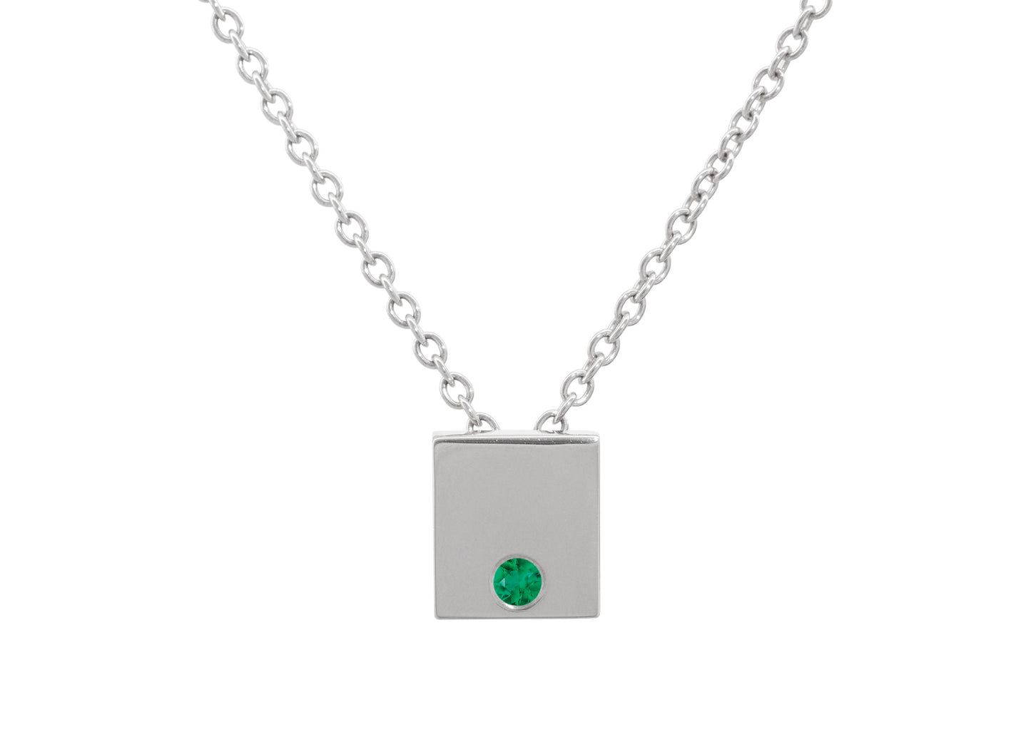 Square Love Stories Precious Gemstone Pendant, Sterling Silver