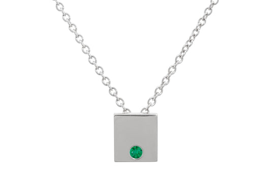 Square Love Stories Precious Gemstone Pendant, Sterling Silver