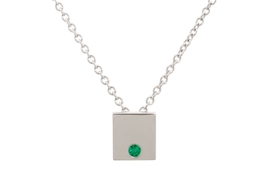 Square Love Stories Precious Gemstone Pendant, White Gold & Platinum