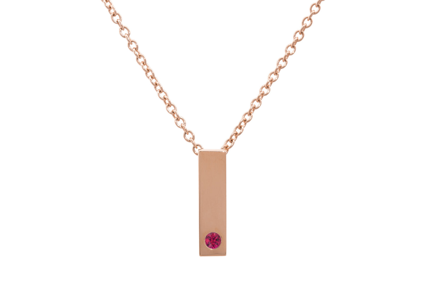 Rectangle Love Stories Precious Gemstone Pendant, Red Gold