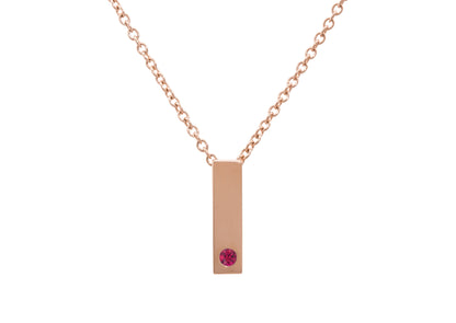 Rectangle Love Stories Precious Gemstone Pendant, Red Gold