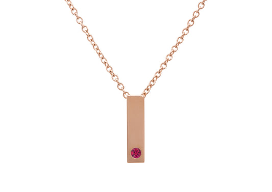 Rectangle Love Stories Precious Gemstone Pendant, Red Gold