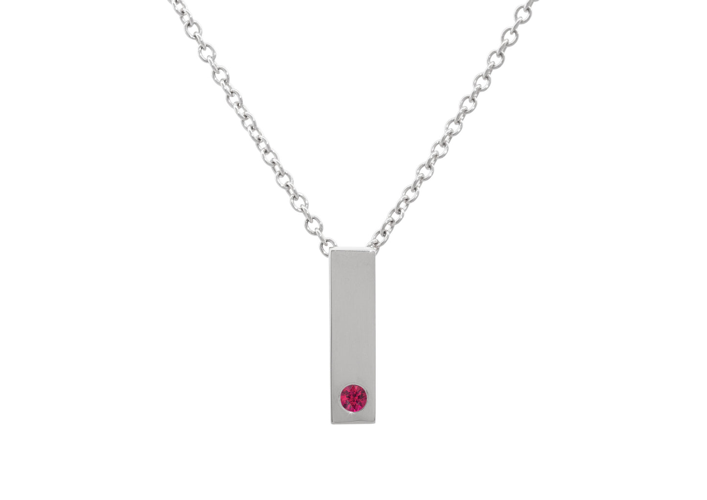 Rectangle Love Stories Precious Gemstone Pendant, Sterling Silver