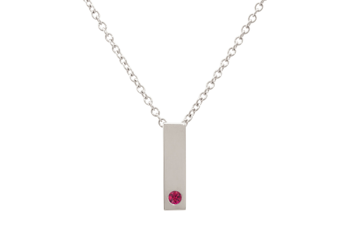 Rectangle Love Stories Precious Gemstone Pendant, White Gold & Platinum