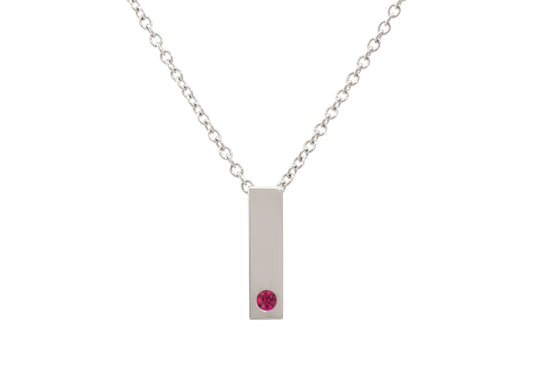 Rectangle Love Stories Precious Gemstone Pendant, White Gold & Platinum