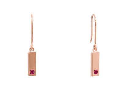 Rectangle Love Stories Precious Gemstone Earrings, Red Gold