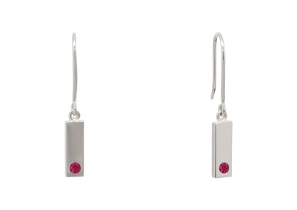 Rectangle Love Stories Precious Gemstone Earrings, Sterling Silver