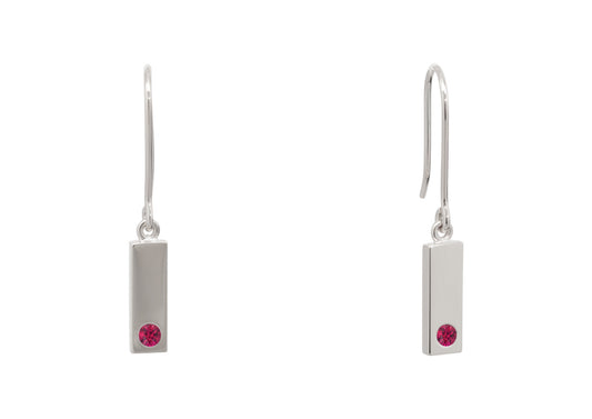 Rectangle Love Stories Precious Gemstone Earrings, Sterling Silver