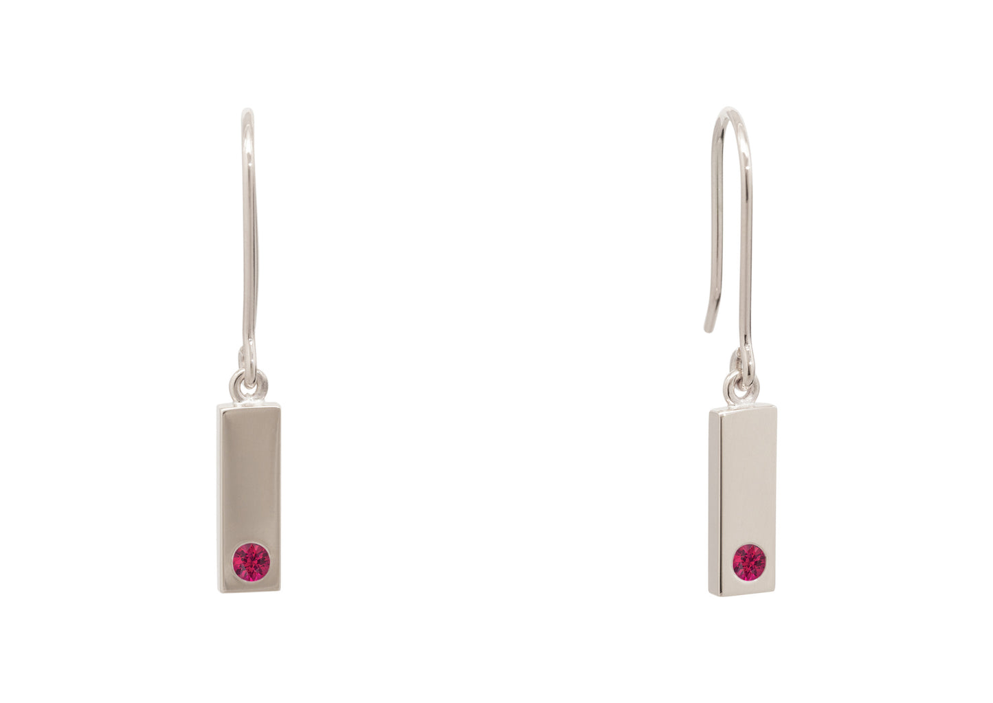 Rectangle Love Stories Precious Gemstone Earrings, White Gold & Platinum