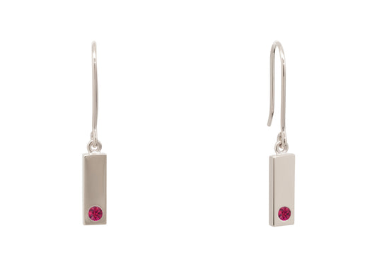 Rectangle Love Stories Precious Gemstone Earrings, White Gold & Platinum