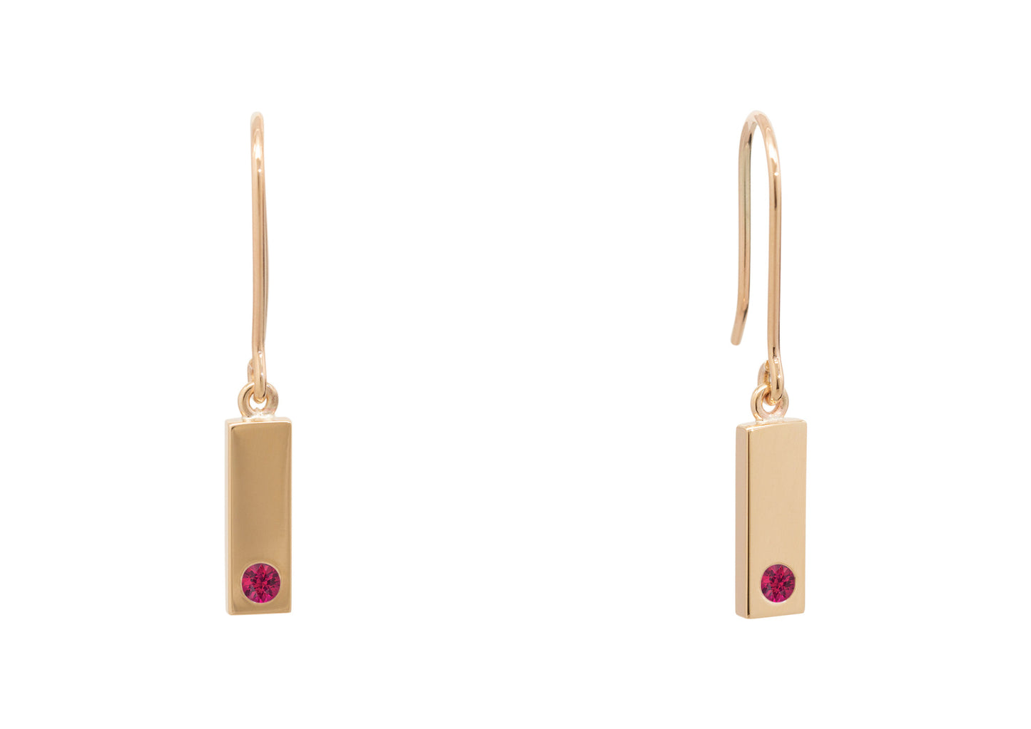 Rectangle Love Stories Precious Gemstone Earrings, Yellow Gold