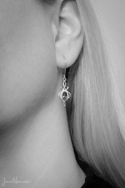 Oval Gemstone Elvish Vale Earrings, White Gold & Platinum