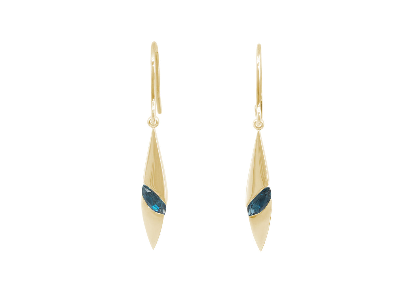 JW738 Marquise Gemstone Earrings, Yellow Gold