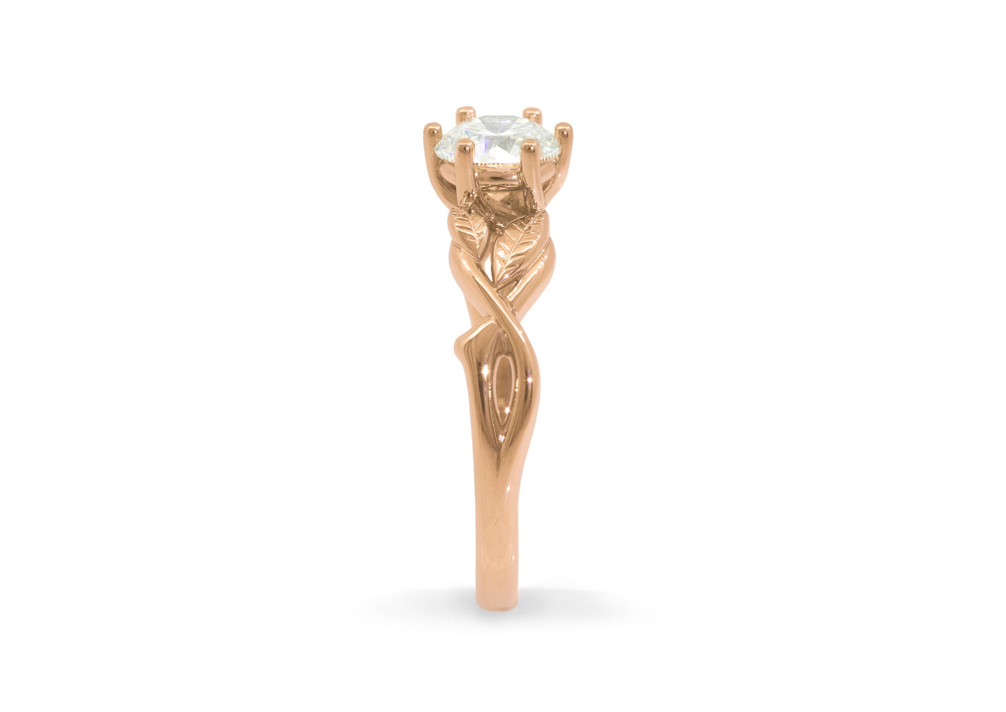 Solitaire Vine Engagement Ring, Red Gold