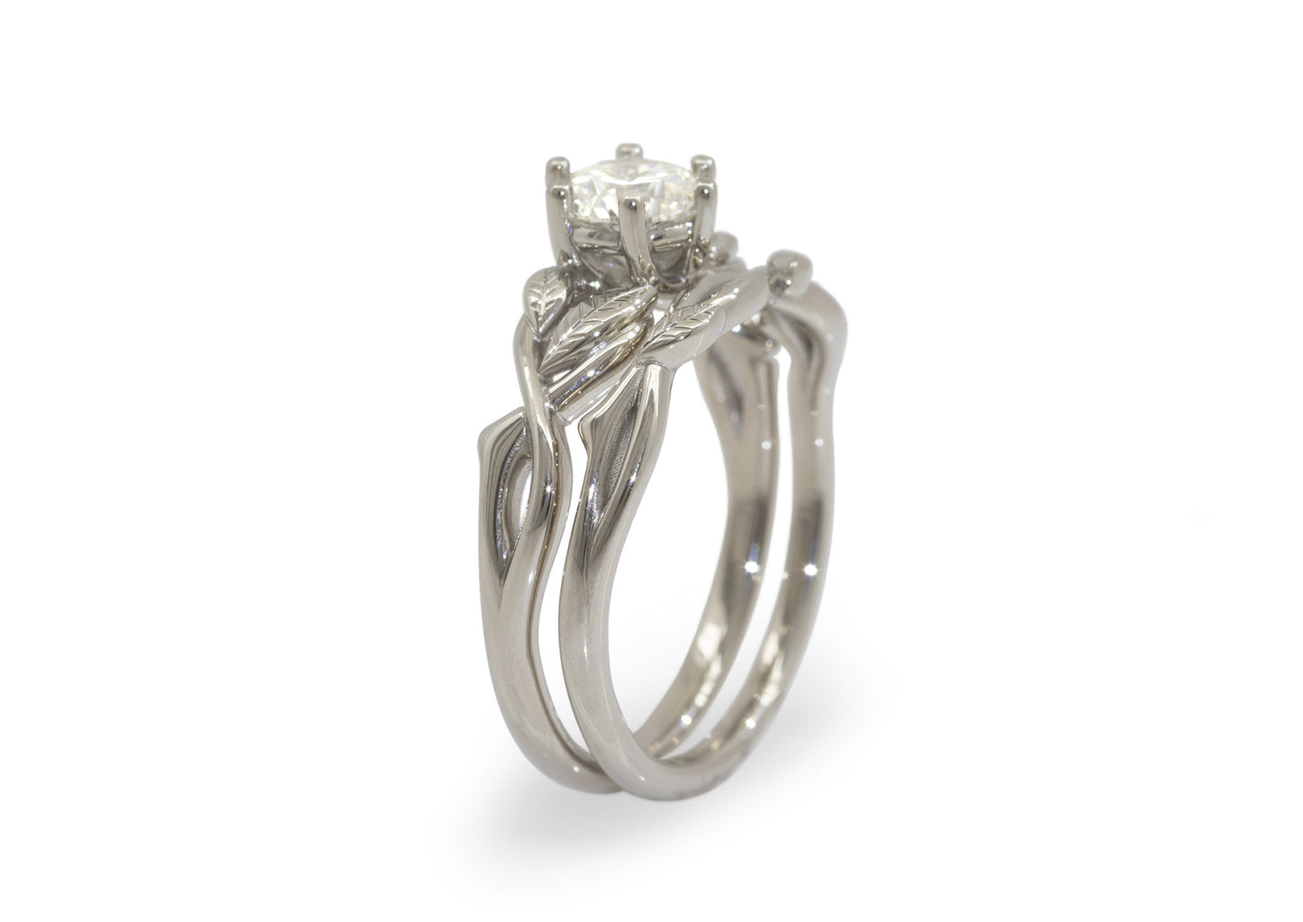 Solitaire Vine Engagement Ring, White Gold & Platinum