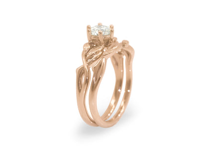 Solitaire Vine Engagement Ring, Red Gold