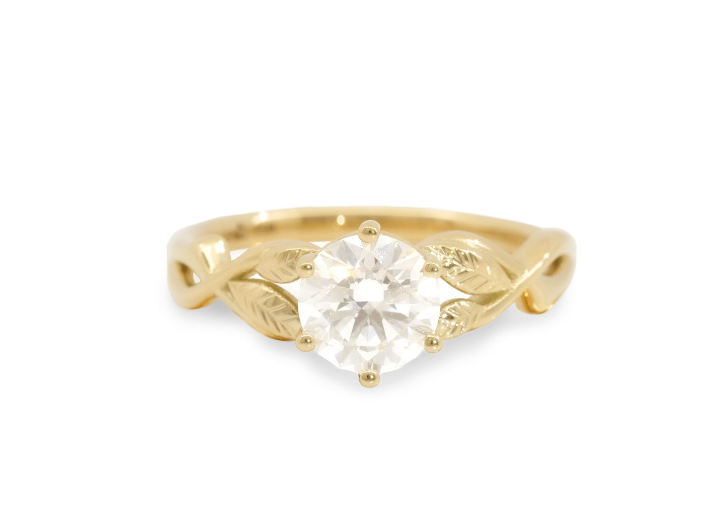 Solitaire Vine Engagement Ring, Yellow Gold