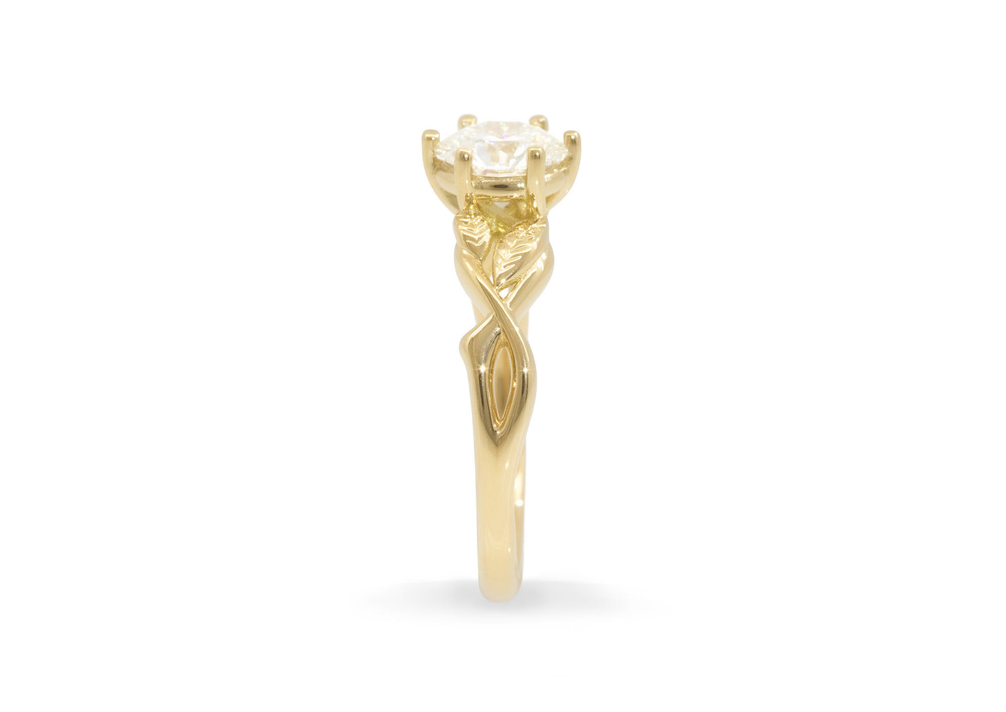 Solitaire Vine Engagement Ring, Yellow Gold