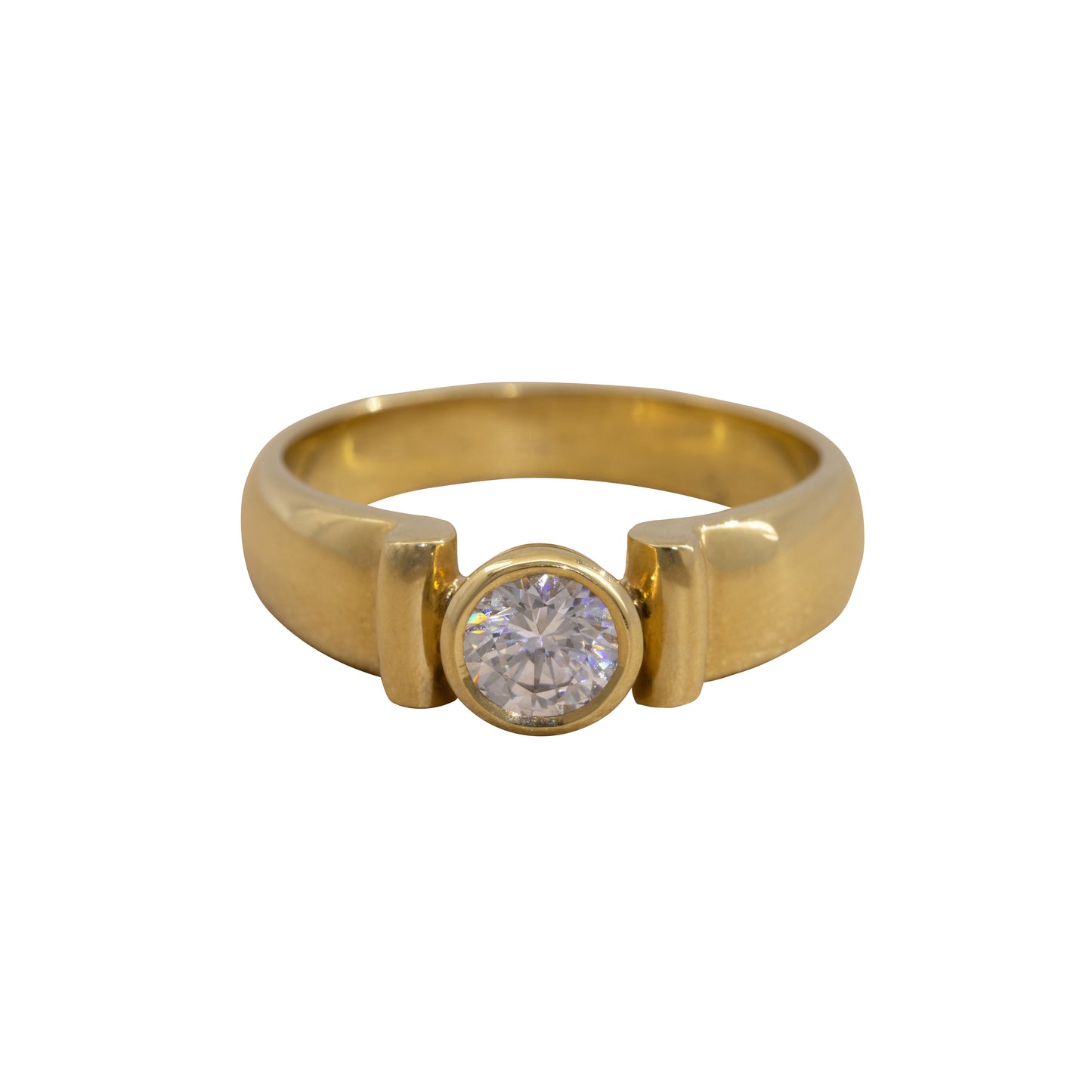 Scroll Solitaire Diamond ring, Yellow Gold