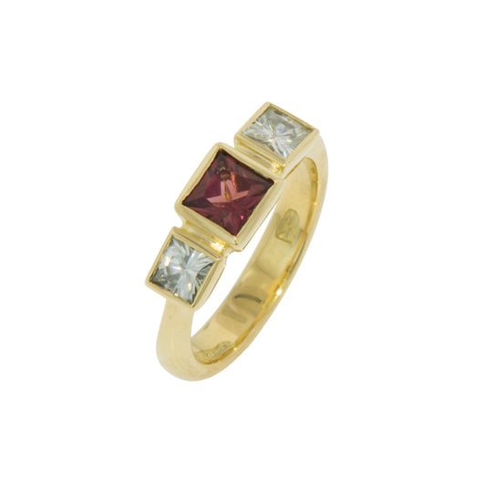 Personalised 3 Gemstone Ring, Yellow Gold