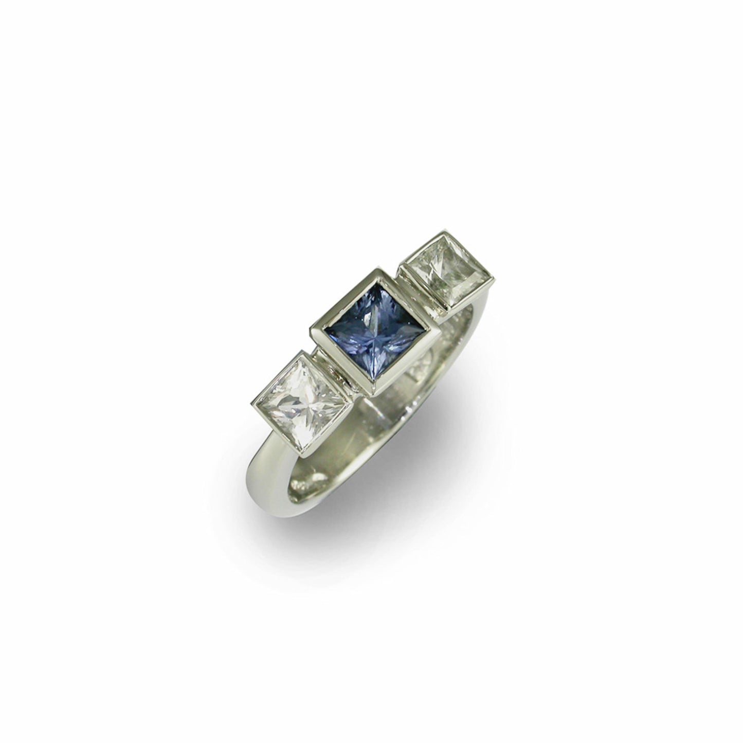 Personalised 3 Gemstone Ring, White Gold, Platinum & Palladium