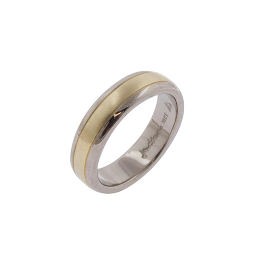 18ct White gold band with centre yellow gold strip