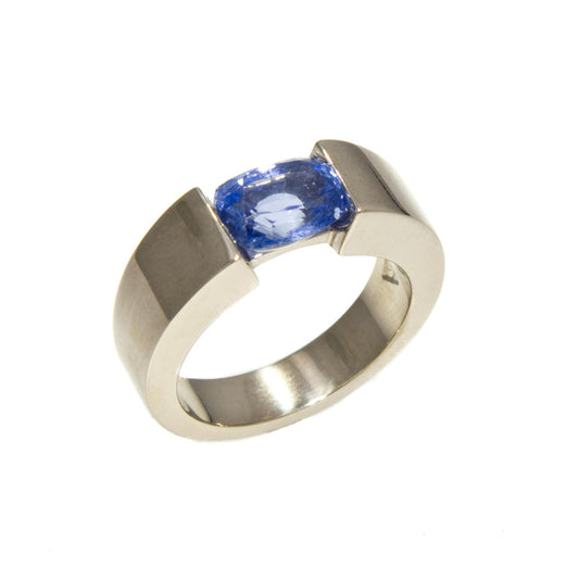 Ceylon Sapphire Ring, White Gold