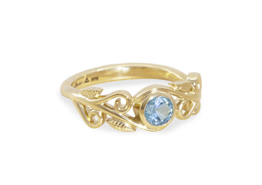 Coloured Gemstone Elvish Vine Ring, Yellow Gold