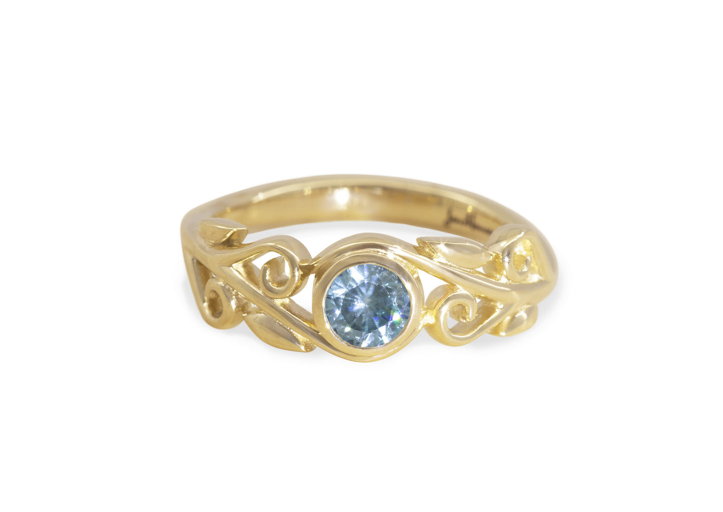 Coloured Gemstone Elvish Vine Ring, Yellow Gold