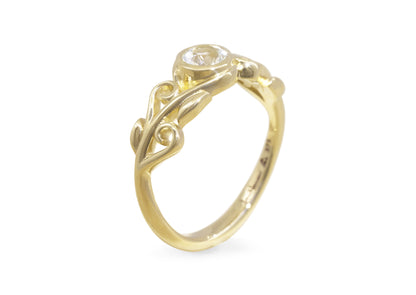 Coloured Gemstone Elvish Vine Ring, Yellow Gold