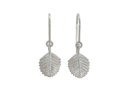 Beech Leaf Earrings, White Gold & Platinum