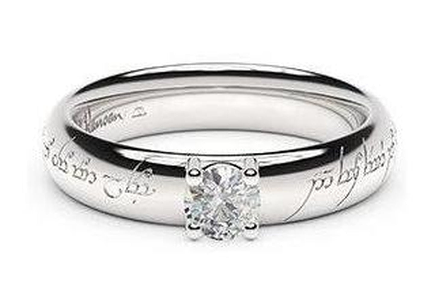 Contemporary Elvish Engagement Ring, ~.50ct 14ct White Gold