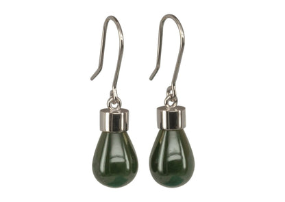 New Zealand Greenstone 'Pounamu' Earrings, White Gold, Platinum & Palladium   - Jens Hansen - 1