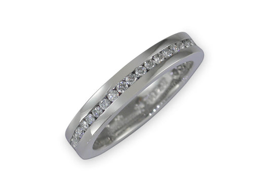 Channel set Diamond Wedding Band, Platinum