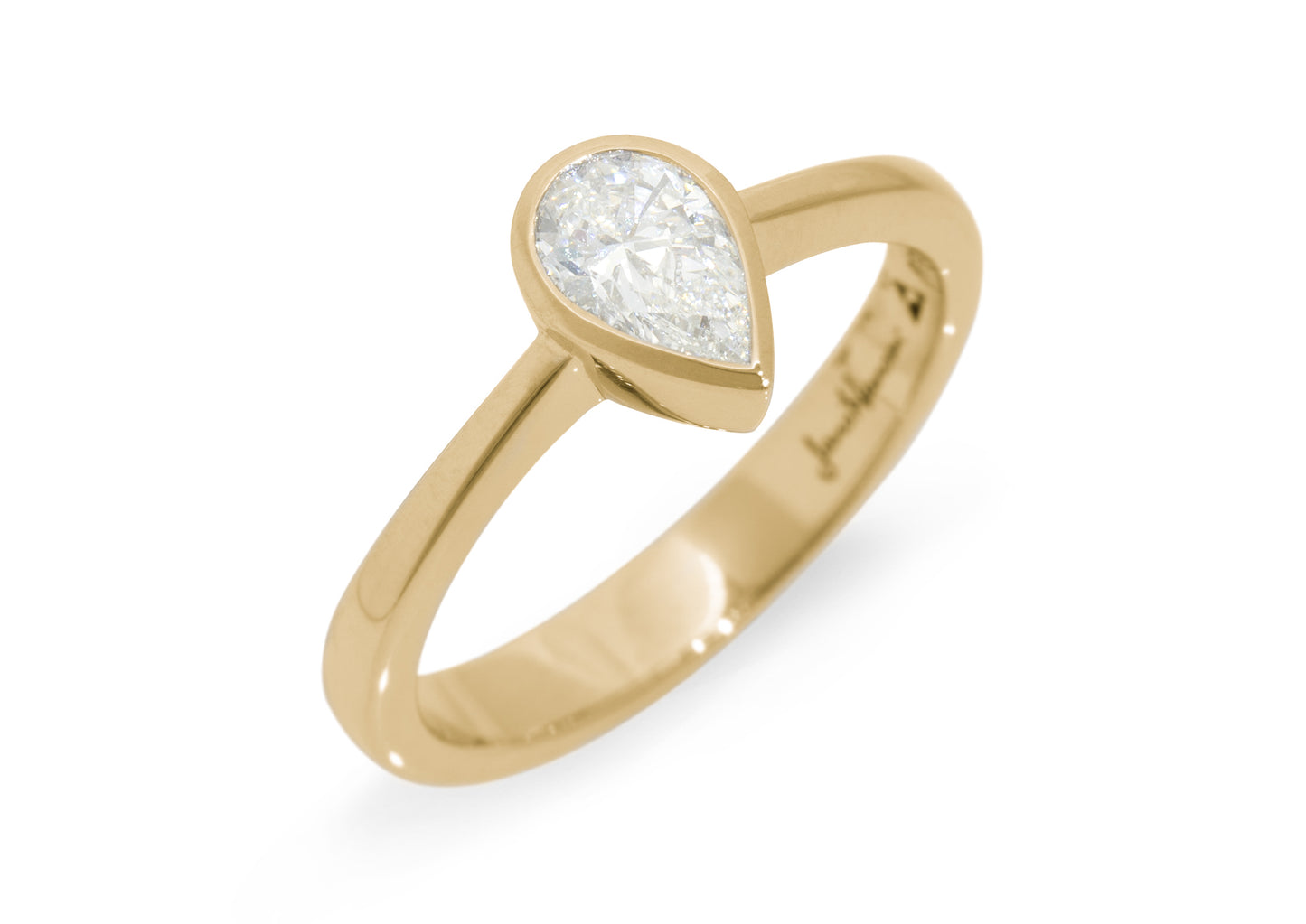 Pear Shaped Diamond Engagement Ring, Yellow Gold