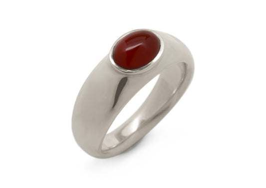 JW102 Cabochon Gemstone Ring, White Gold & Platinum