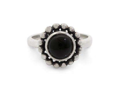 Retro Oxidised Cabochon Gemstone Ring, Sterling Silver