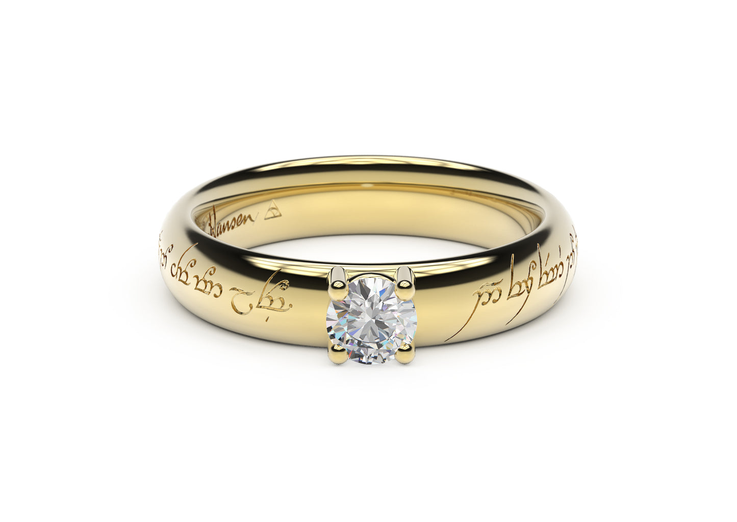 Contemporary Elvish Engagement Ring, Yellow Gold