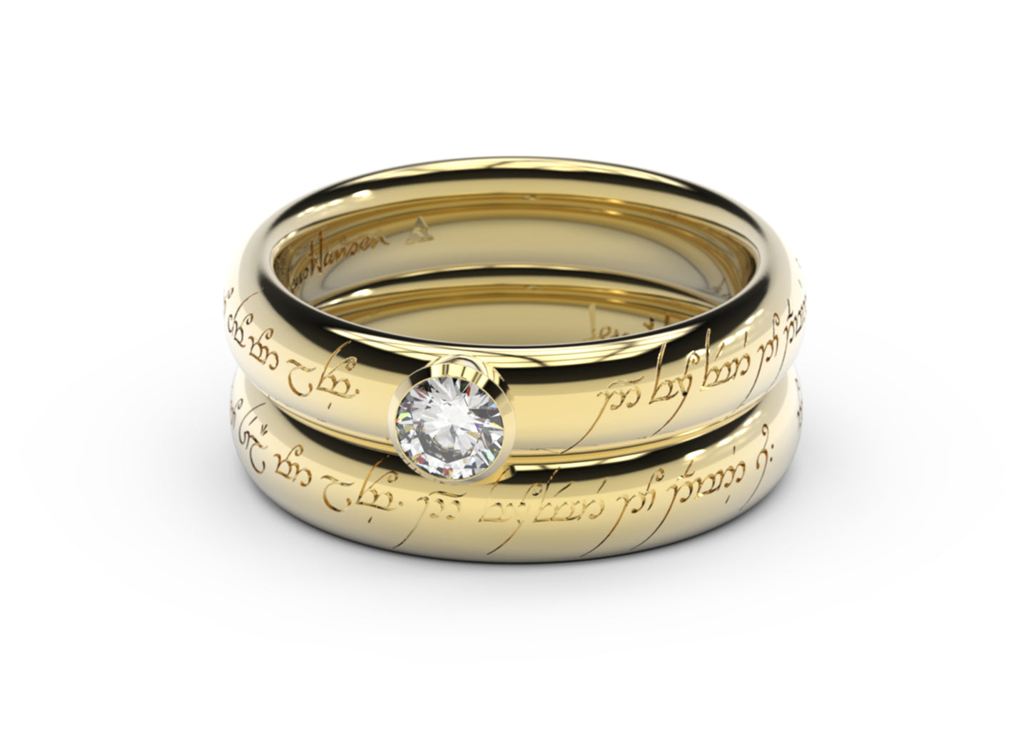 Elegant Elvish Engagement Ring, Yellow Gold