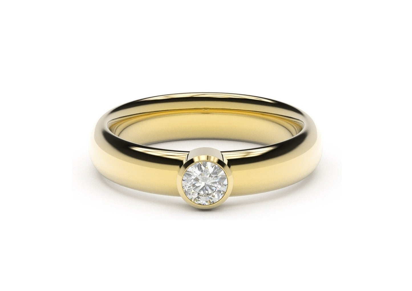 Modern Engagement Ring, Yellow Gold